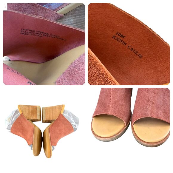 Kork-Ease Leather Open Toe Sandals 8M Harlin Red Brown Slip-On Block Heel Mules - Picture 12 of 13